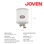 Joven JSV25 Vertical Storage Water Heater 25 Litres (5.5 Imp. Gals) 3.0KW Compact Vertical Design