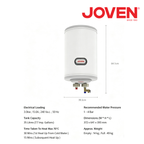 Joven JSV35 Vertical Storage Water Heater 35 Litres (7.7 Imp. Gals) 3.0kW Compact Vertical Design