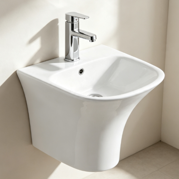 Saniware WB-210 480mm Ceramic White Wall-Hung Basin Sinki Tandas Bilik Mandi For Compact Bathroom, Powder Room & Renovation Projects