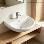 Saniware WB-207 490mm Ceramic White Wall Hung Basin Sinki Tandas Bilik Mandi For Bathroom, Family Bathroom, Modern Home & Renovation Works