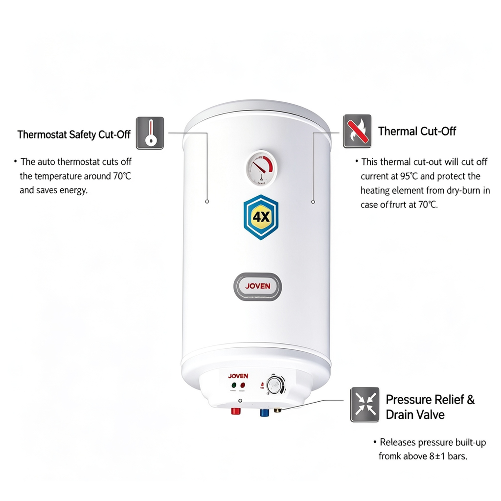Joven JSV25 Vertical Storage Water Heater 25 Litres (5.5 Imp. Gals) 3.0KW Compact Vertical Design