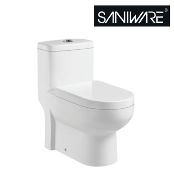 Saniware WC-2098 675mm One-Piece Washdown Toilet Bowl Sinki Tandas Bilik Mandi S-Trap 250/300mm / P-Trap 180mm Roughing-In