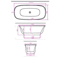 Arris Infinity ars - D8302 Tucano 1500mm / 1700mm White One-Piece Freestanding Bathtub For Spacious Bathrooms