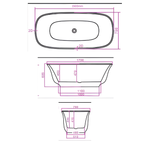 Arris Infinity ars - D8302 Tucano 1500mm / 1700mm White One-Piece Freestanding Bathtub For Spacious Bathrooms
