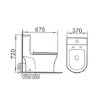 Saniware WC-2098 675mm One-Piece Washdown Toilet Bowl Sinki Tandas Bilik Mandi S-Trap 250/300mm / P-Trap 180mm Roughing-In
