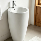 Saniware BP-231 490mm Ceramic White Freestanding Pedestal Basin Sinki Tandas Bilik Mandi For Compact Bathroom, Ensuite & Small Spaces