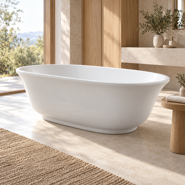 Arris Infinity ars - D8302 Tucano 1500mm / 1700mm White One-Piece Freestanding Bathtub For Spacious Bathrooms