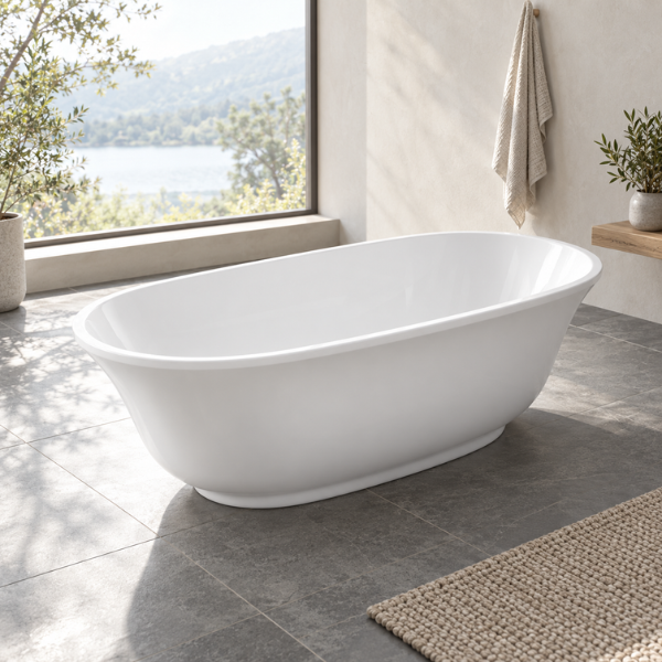 Arris Infinity ars - D8302 Tucano 1500mm / 1700mm White One-Piece Freestanding Bathtub For Spacious Bathrooms