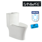 Saniware WC-2100 670mm Rimless One-Piece Washdown Toilet Bowl Sinki Tandas Bilik Mandi with UF Seat Cover S-Trap 200/250mm / P-Trap 180mm Roughing-In