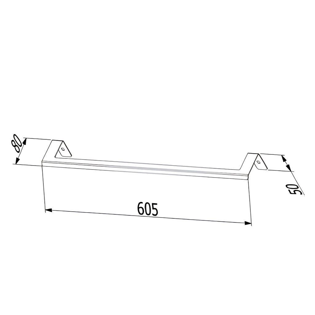 Onimi S1403M 605mm Wall-Mounted Matt Finish Single Towel Rail