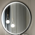 Glorex GLC RD70A402- HSLED(BK) Round LED Bathroom Mirror 700 x 40 (T) mm Black Aluminium Frame Front LED Light