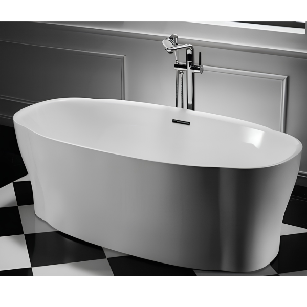 Arris Infinity ars-D8322-170 Varina 1700mm White One-Piece Freestanding Oval Soaking Bathtub for Adults