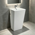 Saniware BP-232 510mm Ceramic White Freestanding Pedestal Basin Sinki Tandas Bilik Mandi For Modern Bathroom, Ensuite & Compact Spaces