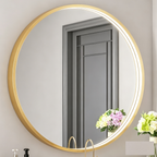 Glorex GLC RD70A402- HSLED(GGD) Round LED Bathroom Mirror 700 x 40 (T) mm Green Gold Aluminium Frame Front LED Light