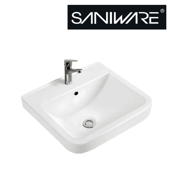 Saniware WB-203 500mm Ceramic White Wall Hung Basin Sinki Tandas Bilik Mandi For Bathroom, Master Bathroom, Family Wash Area & Renovation Projects