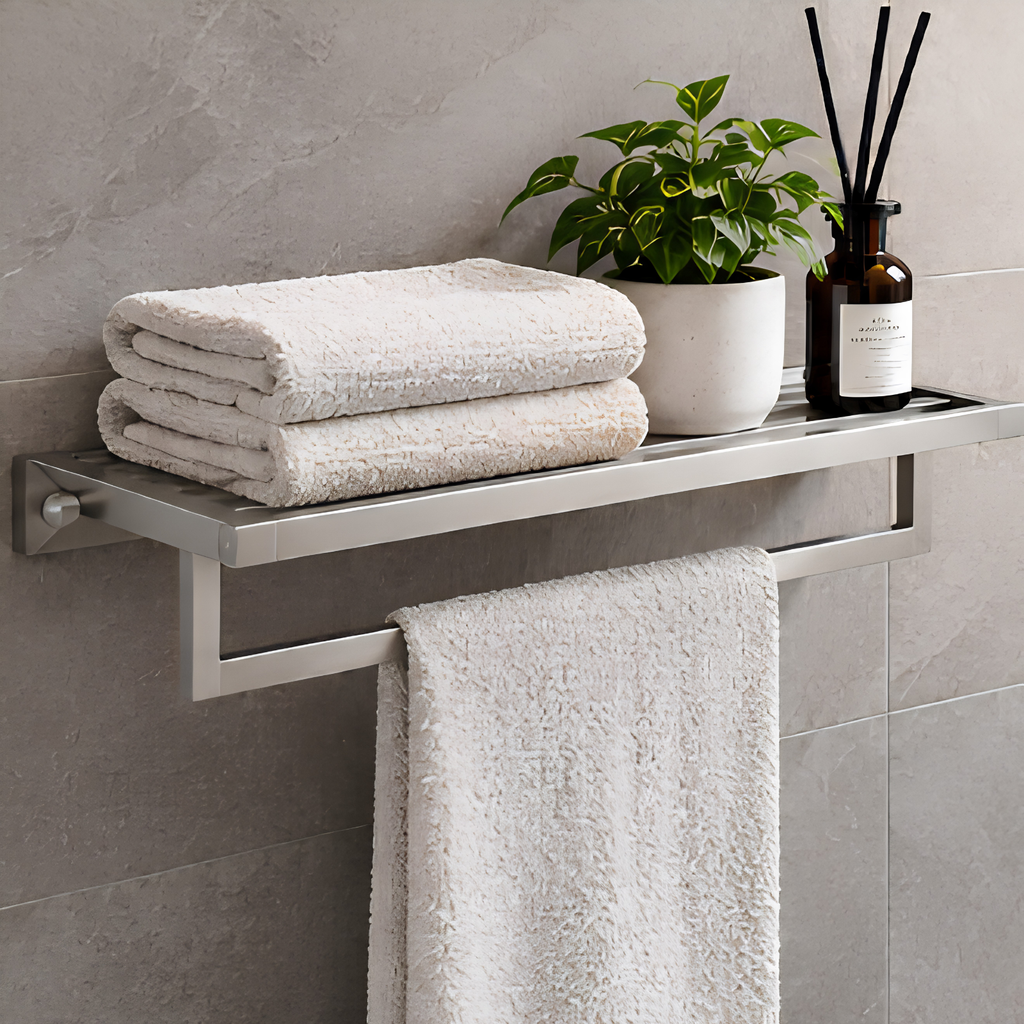 Onimi S1415M 625mm Wall-Mounted Matt Finish Towel Shelf with Towel Rail