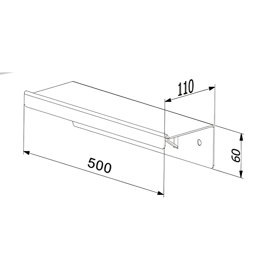 Onimi S1412M 500mm Wall-Mounted Matt Finish Flat Bathroom Shelf -