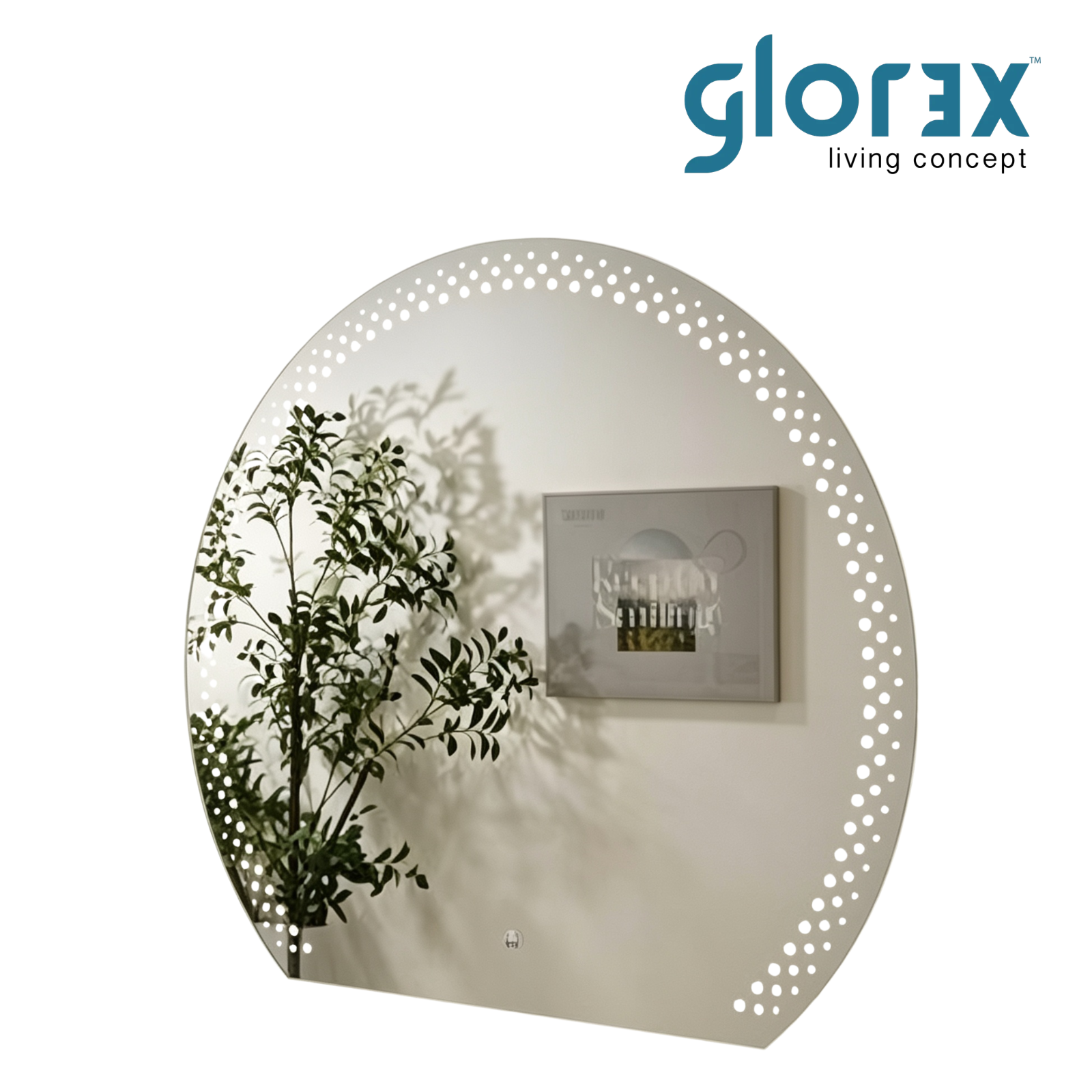 Glorex GLC SCM6070NISHSLED Semi-Circle LED Mirror 600 x 700mm Frameless Design Front + Back LED Light