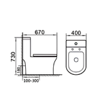 Saniware WC-2400 670mm Rimless One-Piece Washdown Toilet Bowl Sinki Tandas Bilik Mandi Horizontal Outlet 100-300mm with Free Bent Outlet