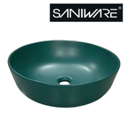 Saniware WB-2018-MDG 420mm Matt Dark Green Round Above Counter Art Basin Sinki Tandas Bilik Mandi For Modern Vanity, Nature-Style Bathroom & Renovation Projects