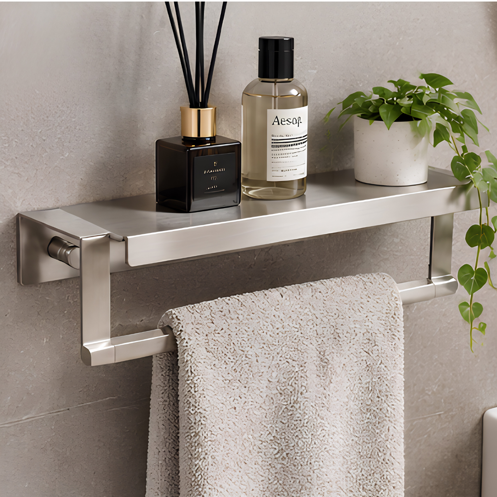 Onimi S1408M 303mm Wall-Mounted Matt Finish Towel Ring with Shelf