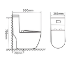 Saniware WC-2500-S250mm 650mm Rimless One-Piece Washdown Toilet Bowl Sinki Tandas Bilik Mandi with UF Seat Cover S-Trap 250mm Roughing-In