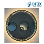 Glorex GLC RD80A282ISHSLED(GGD) Round LED Bathroom Mirror 800mm Diameter Green Gold Aluminium Frame Front + Back LED Light