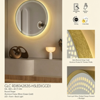 Glorex GLC RD80A282ISHSLED(GGD) Round LED Bathroom Mirror 800mm Diameter Green Gold Aluminium Frame Front + Back LED Light