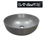 Saniware WB-2018-MLG 420mm Matt Light Grey Round Above Counter Art Basin Sinki Tandas Bilik Mandi For Modern Vanity, Minimalist Bathroom & Renovation Projects
