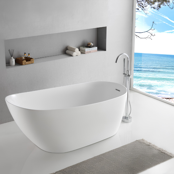 Arris Infinity ars-D8382 Terceira 1480mm / 1680mm White One-Piece Freestanding Oval Soaking Bathtub