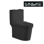 Saniware WC-2090-Black 710mm Ceramic Matte Black One-Piece Washdown Toilet Sinki Tandas Bilik Mandi S-Trap 200mm 250mm Roughing-In For Bathroom Renovation & Modern Homes