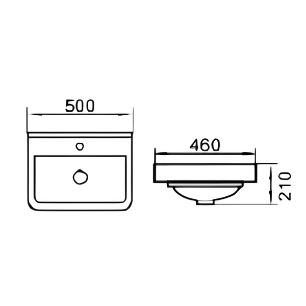 Saniware WB-203 500mm Ceramic White Wall Hung Basin Sinki Tandas Bilik Mandi For Bathroom, Master Bathroom, Family Wash Area & Renovation Projects