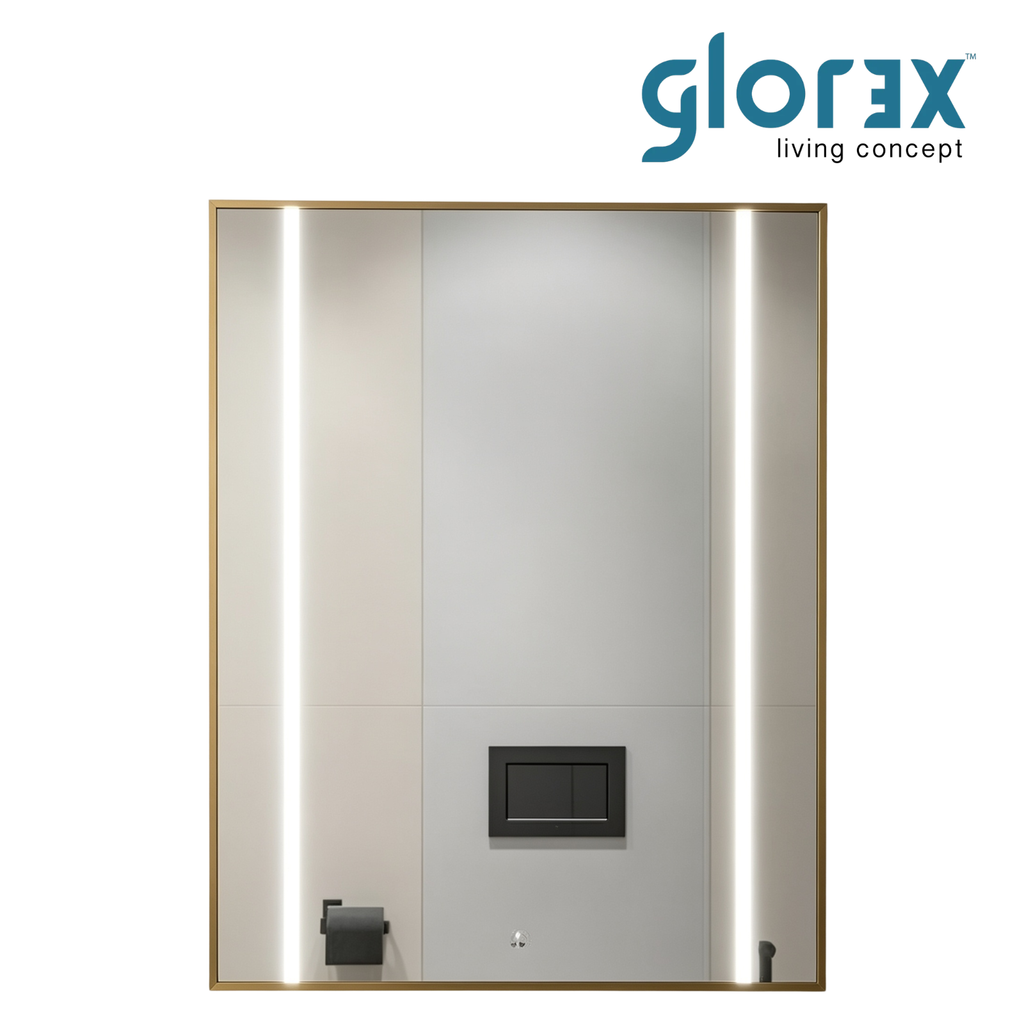 Glorex GLC SR7090A281HSLED(GD) Rectangular LED Mirror 700×900mm Gold Aluminium Frame Front LED Light