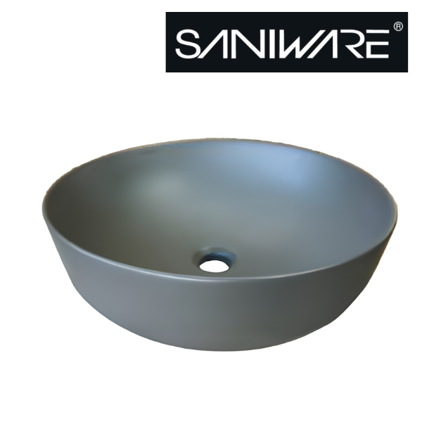 Saniware WB-2018-MG 420mm Matt Grey Round Above Counter Art Basin Sinki Tandas Bilik Mandi For Modern Vanity, Contemporary Bathroom & Renovation Projects