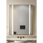 Glorex GLC SR7090A281HSLED(GD) Rectangular LED Mirror 700×900mm Gold Aluminium Frame Front LED Light