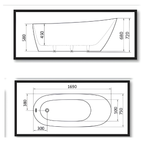 Arris Infinity ars-D8382 Terceira 1480mm / 1680mm White One-Piece Freestanding Oval Soaking Bathtub
