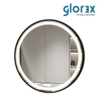 Glorex GLC RD60A281ISHSLED(BK) Round LED Bathroom Mirror Dia.600 x 40 (T) mm Black Aluminium Frame Front + Back LED Light