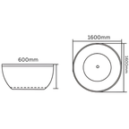 Arris Infinity Circle ars - M1008 1600mm White One-Piece Round Freestanding Soaking Bathtub
