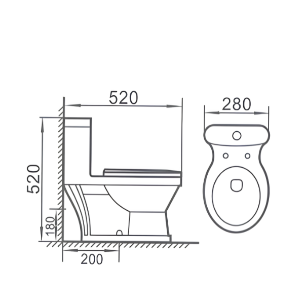 Saniware WC-B01 520mm Children One-Piece Washdown Toilet Bowl Sinki Tandas Kanak-Kanak Bilik Mandi S-Trap 200mm Roughing-In