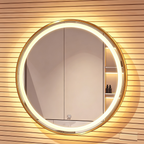 Glorex GLC RD60A281ISHSLED(GD) Round LED Bathroom Mirror Dia.600 x 40 (T) mm Gold Aluminium Frame Front + Back LED Light