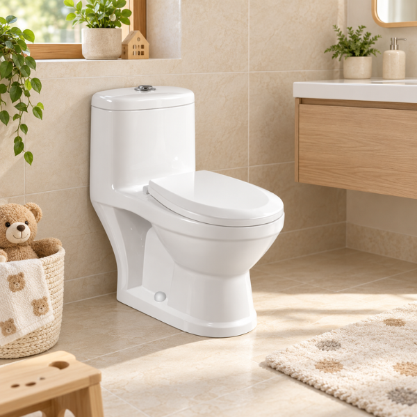 Saniware WC-B01 520mm Children One-Piece Washdown Toilet Bowl Sinki Tandas Kanak-Kanak Bilik Mandi S-Trap 200mm Roughing-In