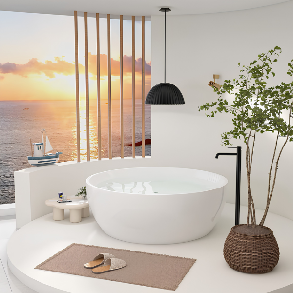 Arris Infinity Circle ars - M1008 1600mm White One-Piece Round Freestanding Soaking Bathtub