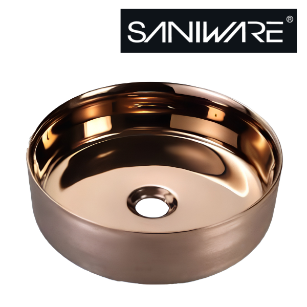 Saniware WB-2015-RG 360mm Rose Gold Round Above Counter Art Basin Sinki Tandas Bilik Mandi For Luxury Vanity, Premium Bathroom & Renovation Projects