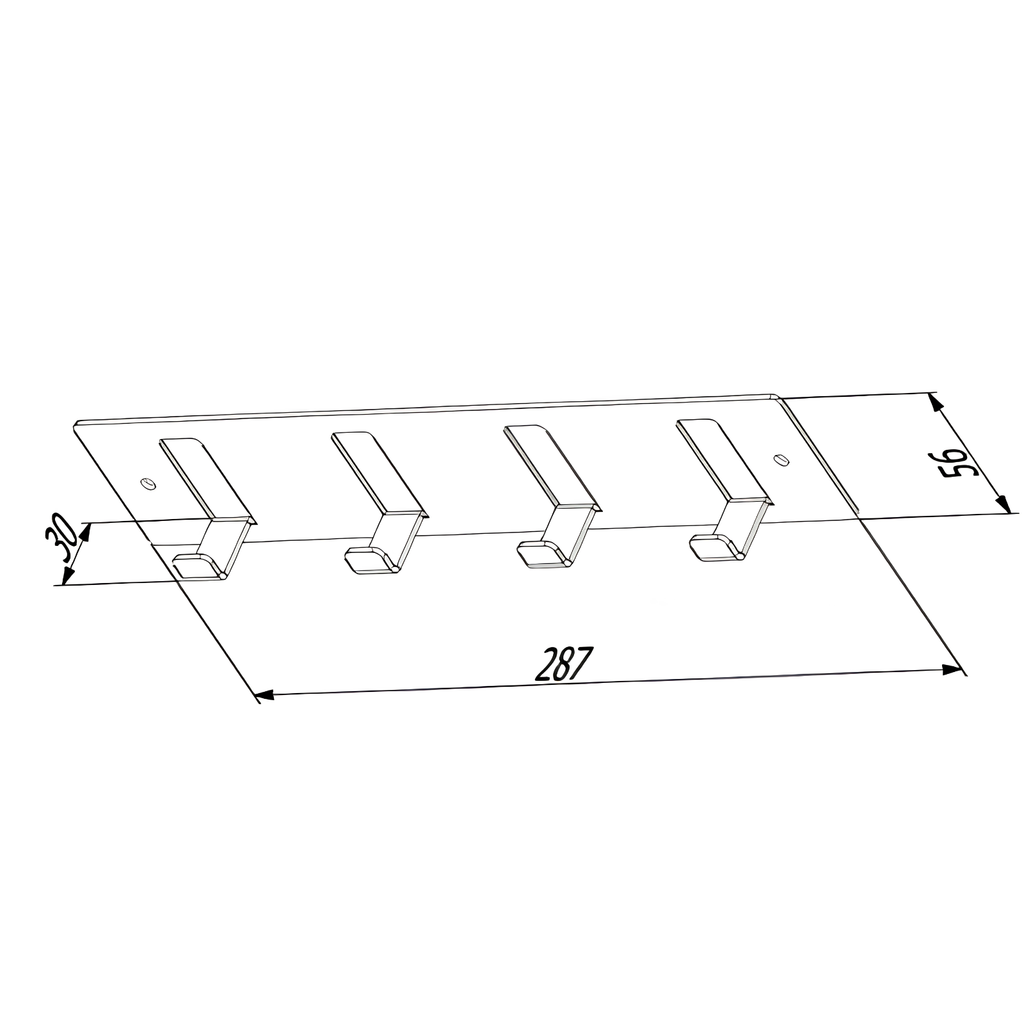 Onimi S1440M 287mm 4 Hooks – Matt Stainless Steel Wall Mounted Bathroom Robe & Towel Hook Rack