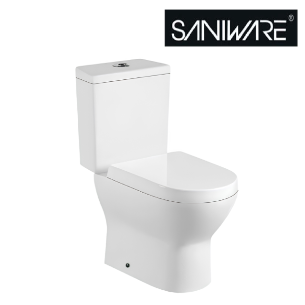 Saniware WC-2103A 700mm Ceramic Two-Piece Washdown Toilet Bowl Sinki Tandas Bilik Mandi S-Trap 250mm / P-Trap 180mm Roughing-In