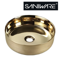Saniware WB-2015-G 360mm Gold Round Above Counter Art Basin Sinki Tandas Bilik Mandi For Luxury Vanity, Elegant Bathroom & Renovation Projects