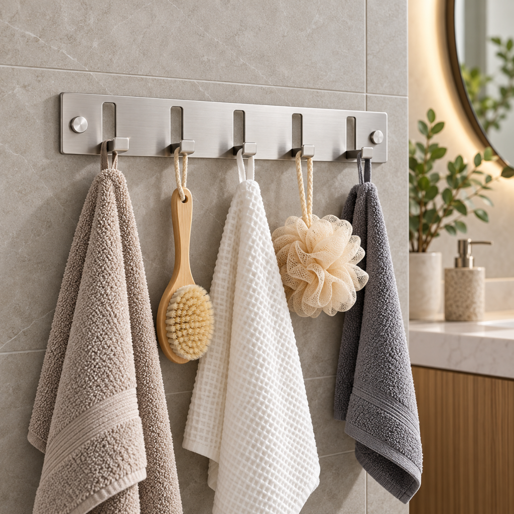 Onimi S1450M 357mm 5 Hooks – Matt Stainless Steel Wall Mounted Bathroom Robe & Towel Hook Rack
