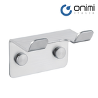 Onimi S1410M 65mm Twin Hook – Matt Stainless Steel Wall Mounted Bathroom Robe & Towel Hook