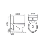 Saniware WC-2110A 640mm Ceramic Two-Piece Washdown Toilet Bowl Sinki Tandas Bilik Mandi S-Trap 200mm / 250mm Roughing-In