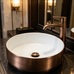 Saniware WB-2016-RG 360mm Rose Gold Rim with White Inner Round Above Counter Art Basin Sinki Tandas Bilik Mandi For Modern Luxury Vanity & Renovation Projects